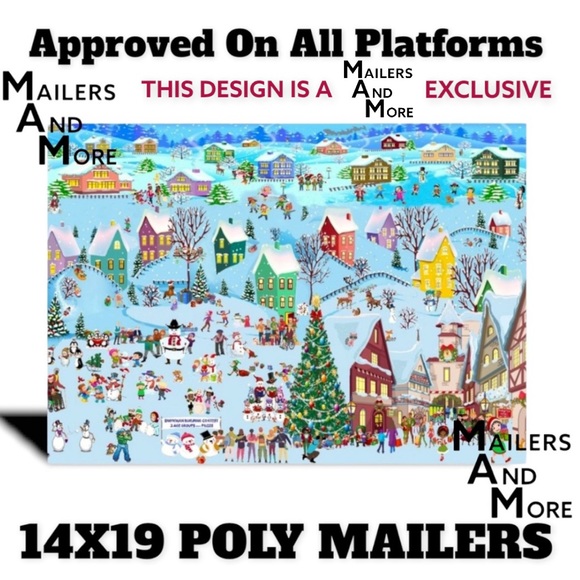 25 14X19 Poly Mailers Poly Christmas Village Flat  Envelopes PRICE IS FIRM - Picture 6 of 7